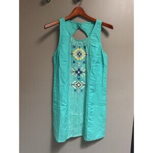 Flying Tomato Midi Dress Green Embroidered Design Artsy Festival Summer Size S